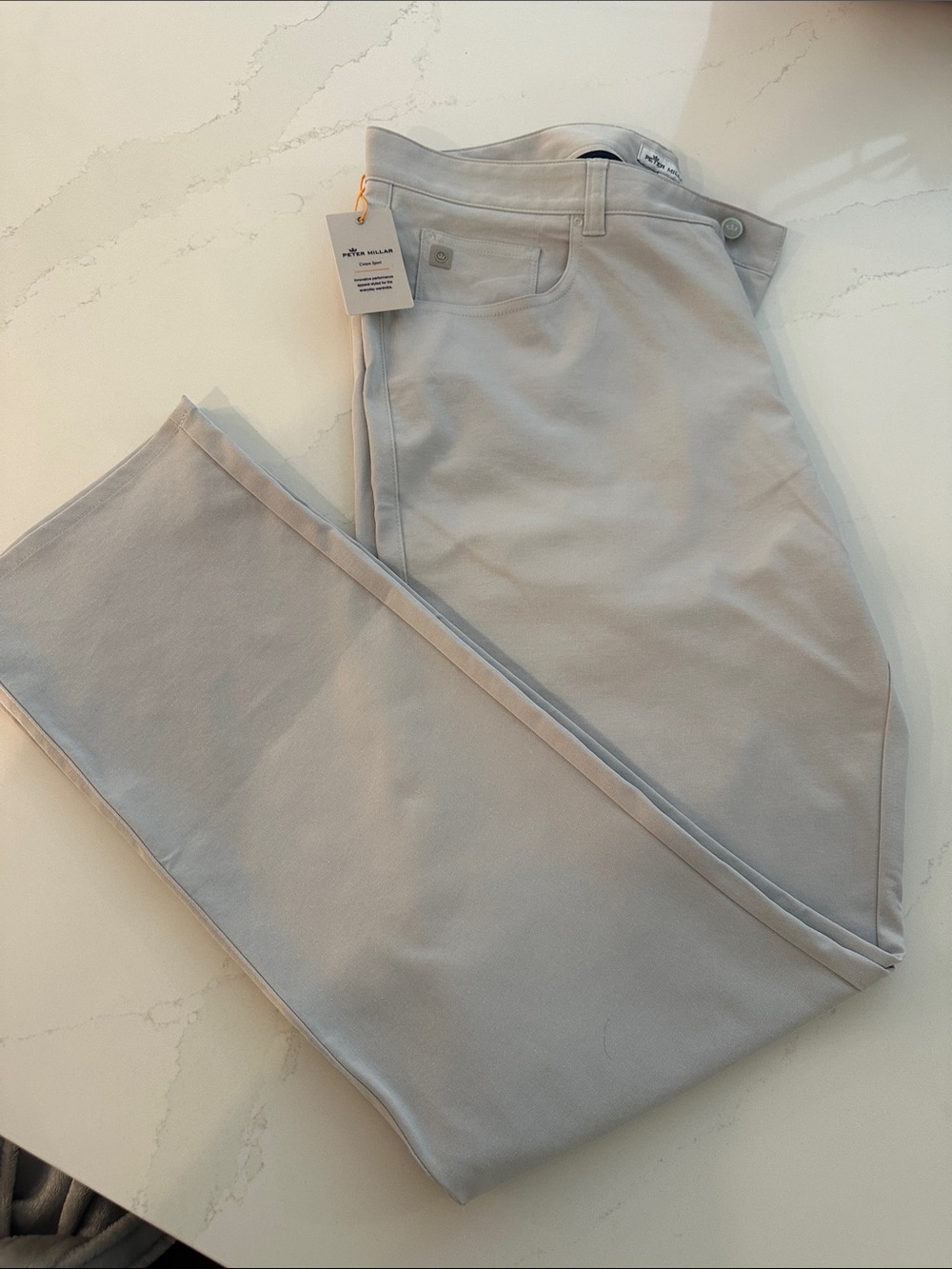 NWT Peter Millar Men's Slim Stretch Pants - Light Gray 38/32